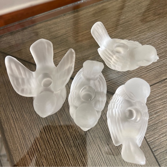 Vintage Set 4 Colonial Candle Cape Cod Small Frosted Glass Bird Candle Holders - Picture 15 of 16